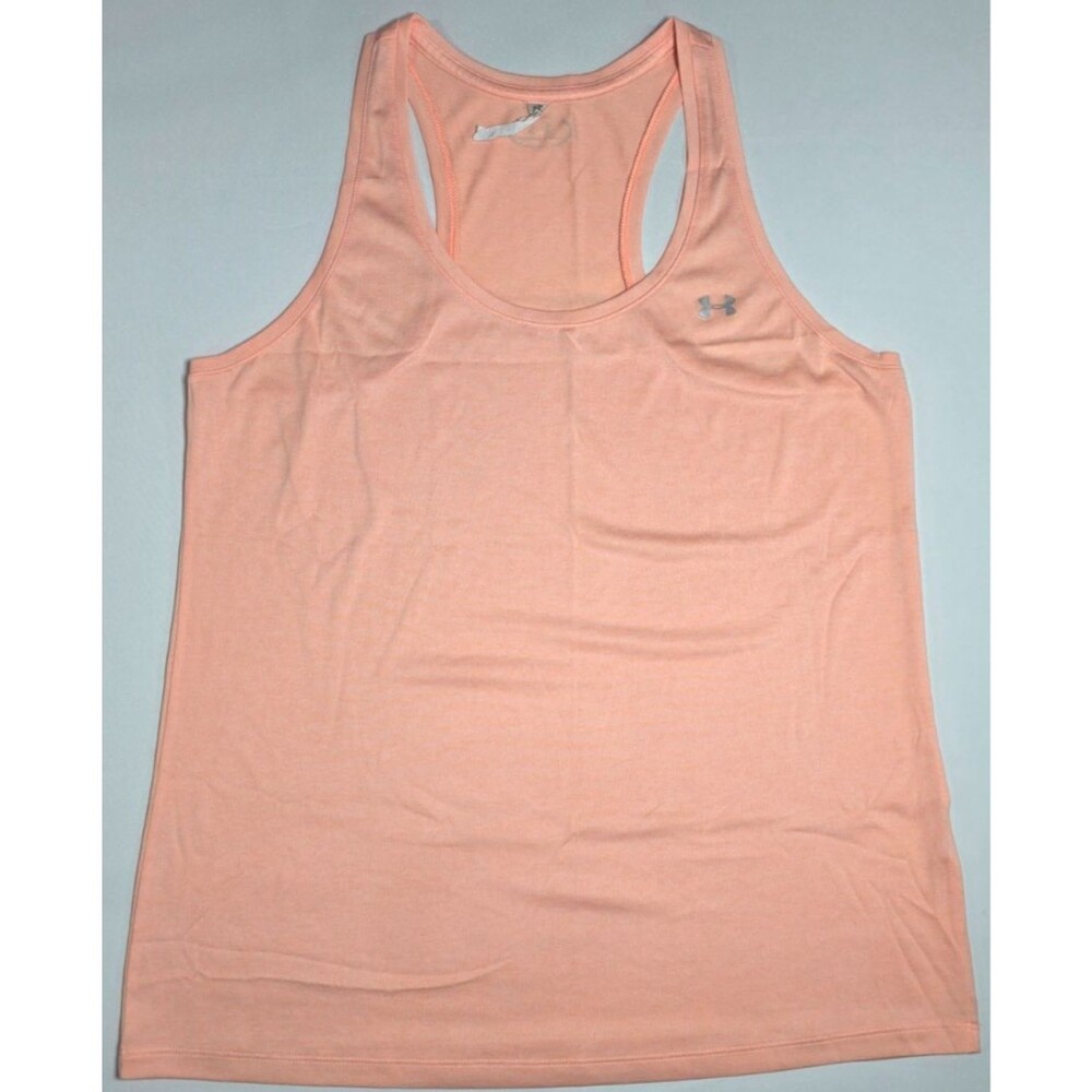Under Armour HeatGear Womens L Loose Fit Peach Racerback Athletic Tank Top